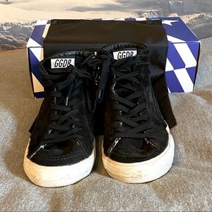 Golden Goose Slide High Top Black Suede Sneakers 9 / IT 39